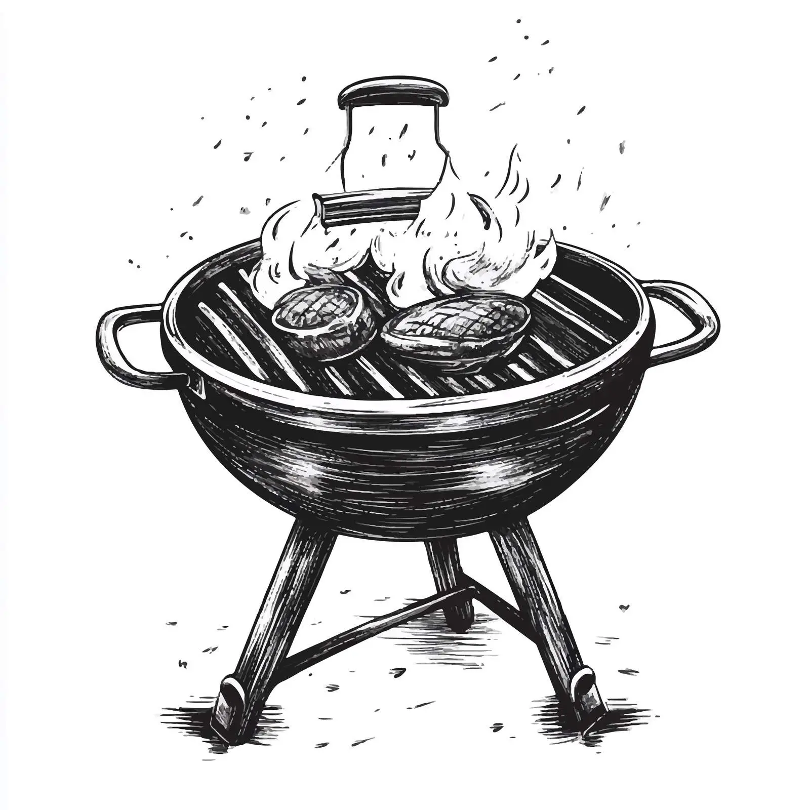 Black and White Barbecue Cartoon Vector — free download from Dotvec