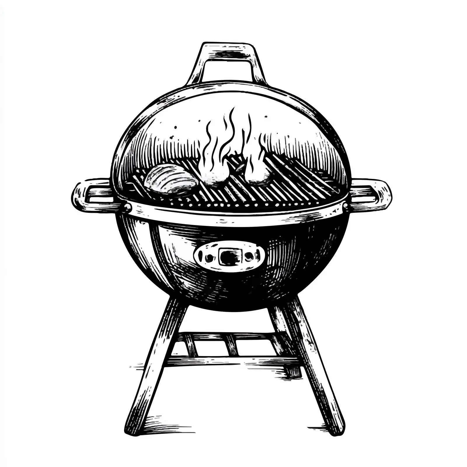 Black and White Barbecue Cartoon Vector — free download from Dotvec