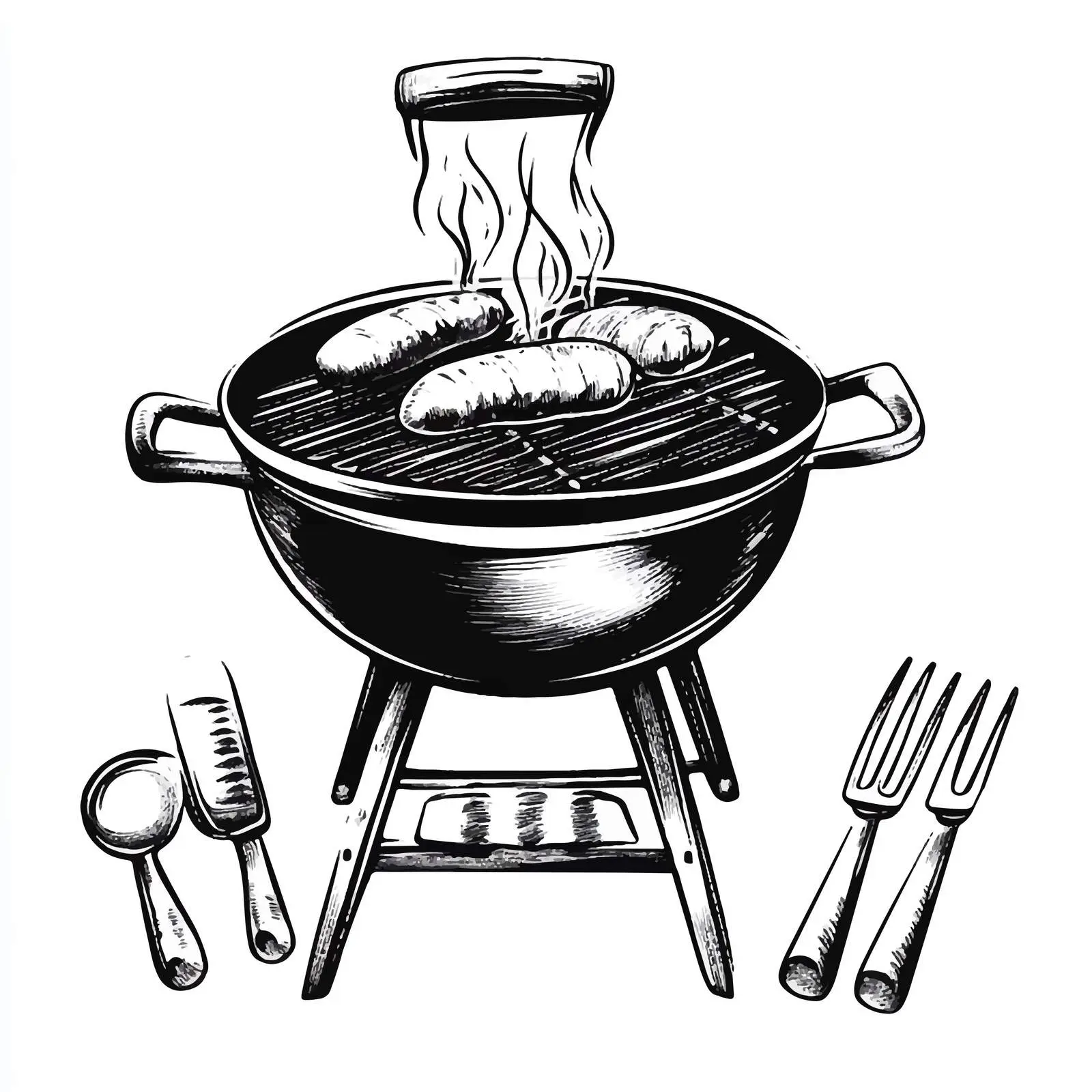 Black and White Barbecue Illustration — free download from Dotvec
