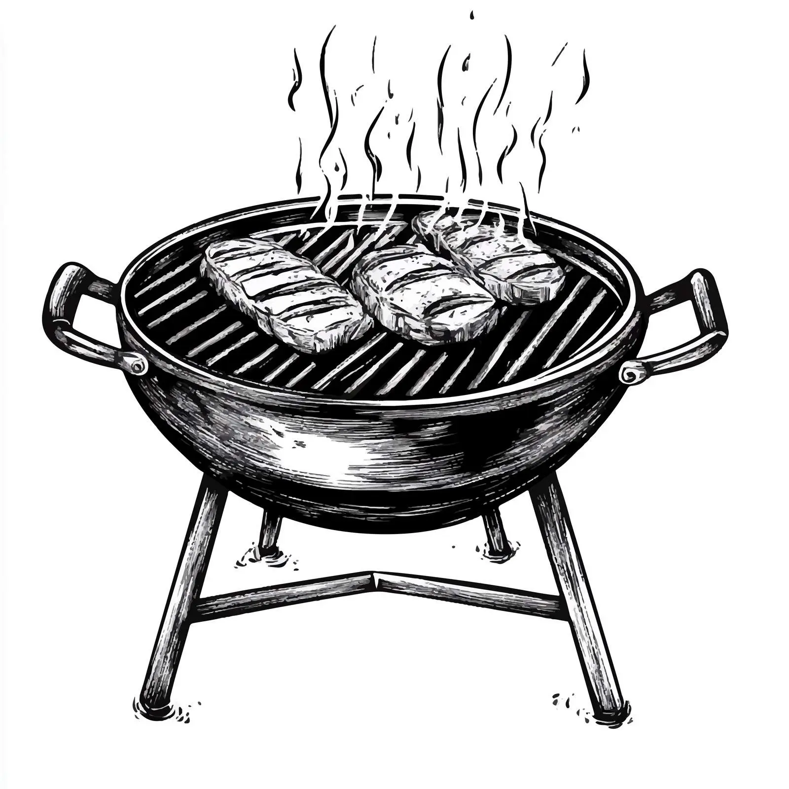 Black and White Barbecue Cartoon Vector – free roasting image from Dotvec