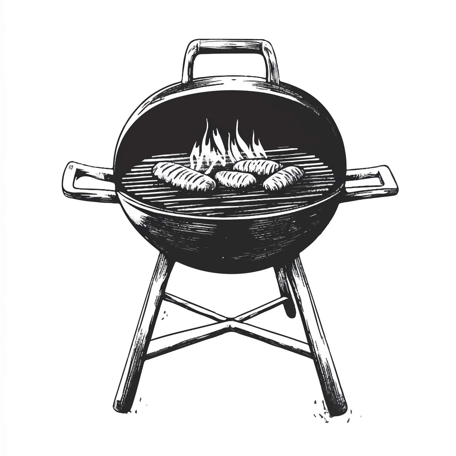 Black and White Barbecue Cartoon Illustration — free download from Dotvec