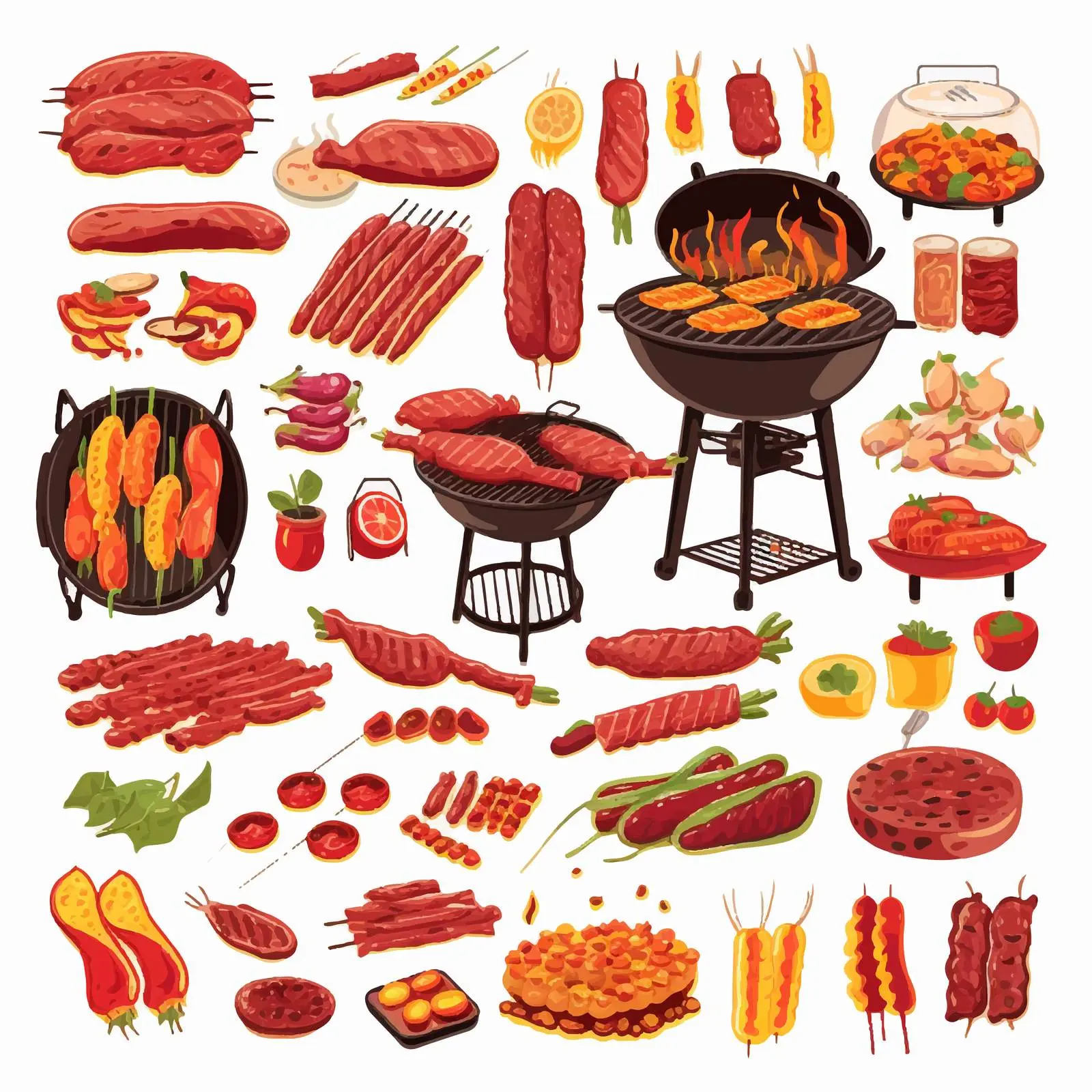 Barbecue Elements Set Vector Illustration — free download from Dotvec