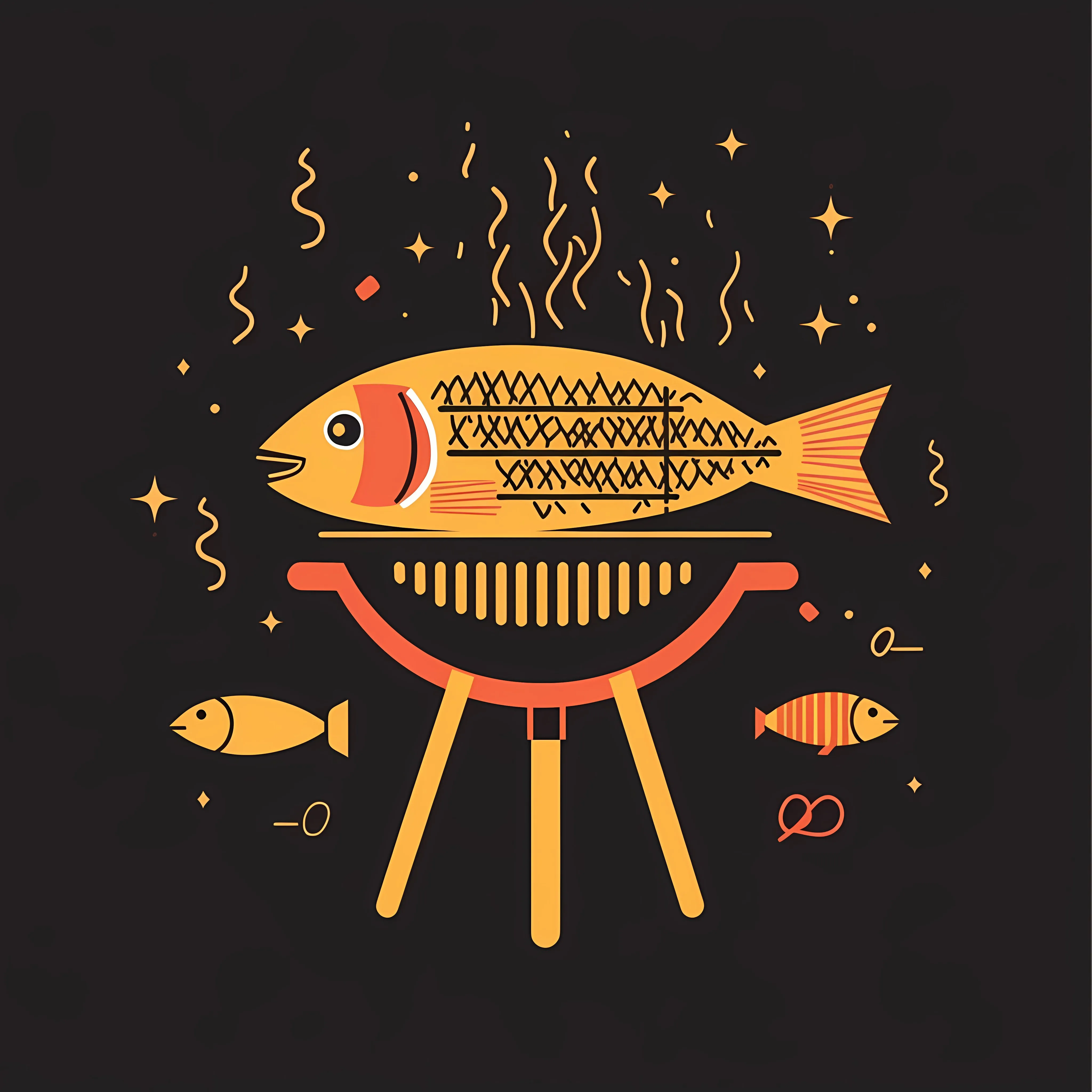 Barbecue Fish Fork and Grill Elements Vector Illustration — free download from Dotvec