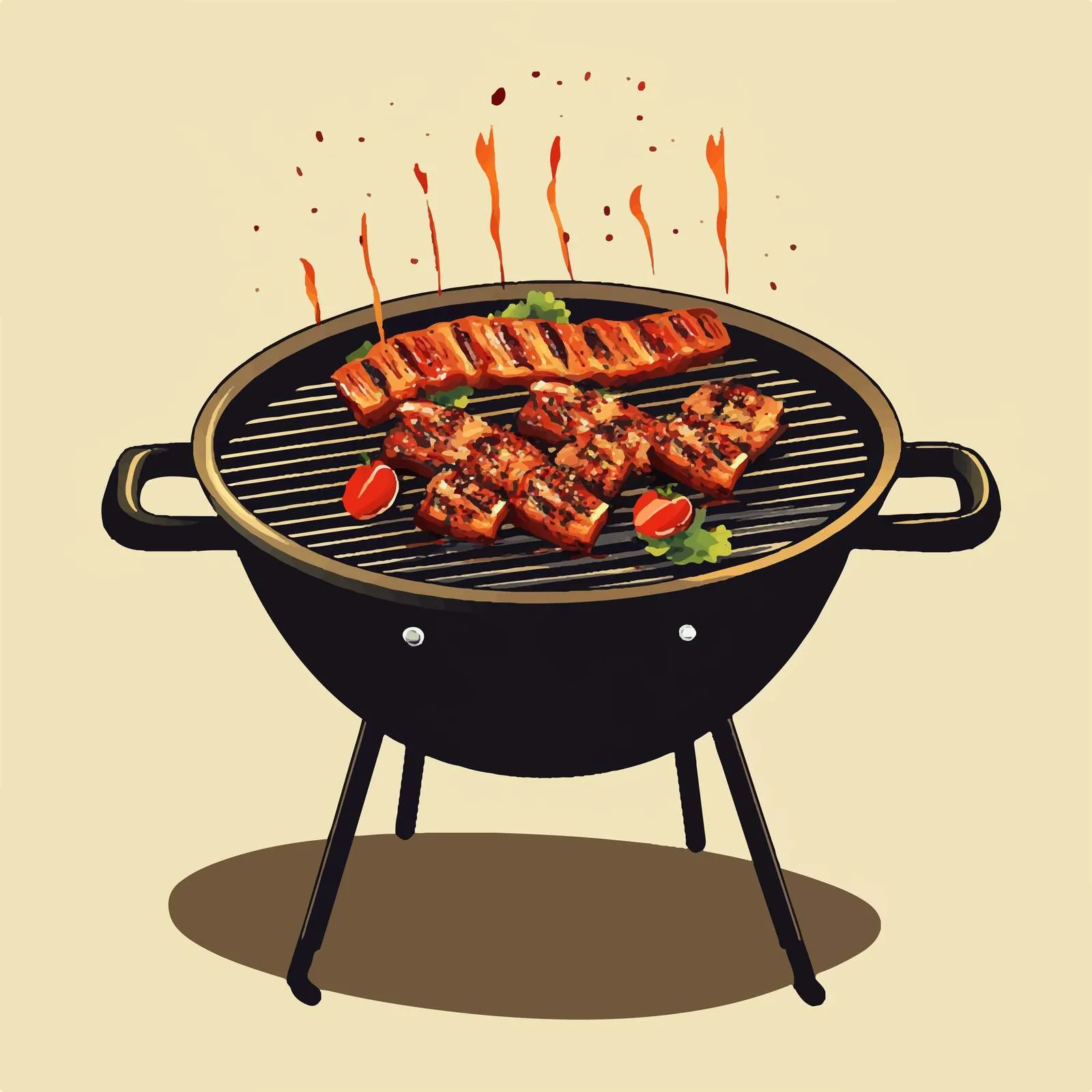 Barbecue Ribs and Grill Elements Vector Illustration — free download from Dotvec