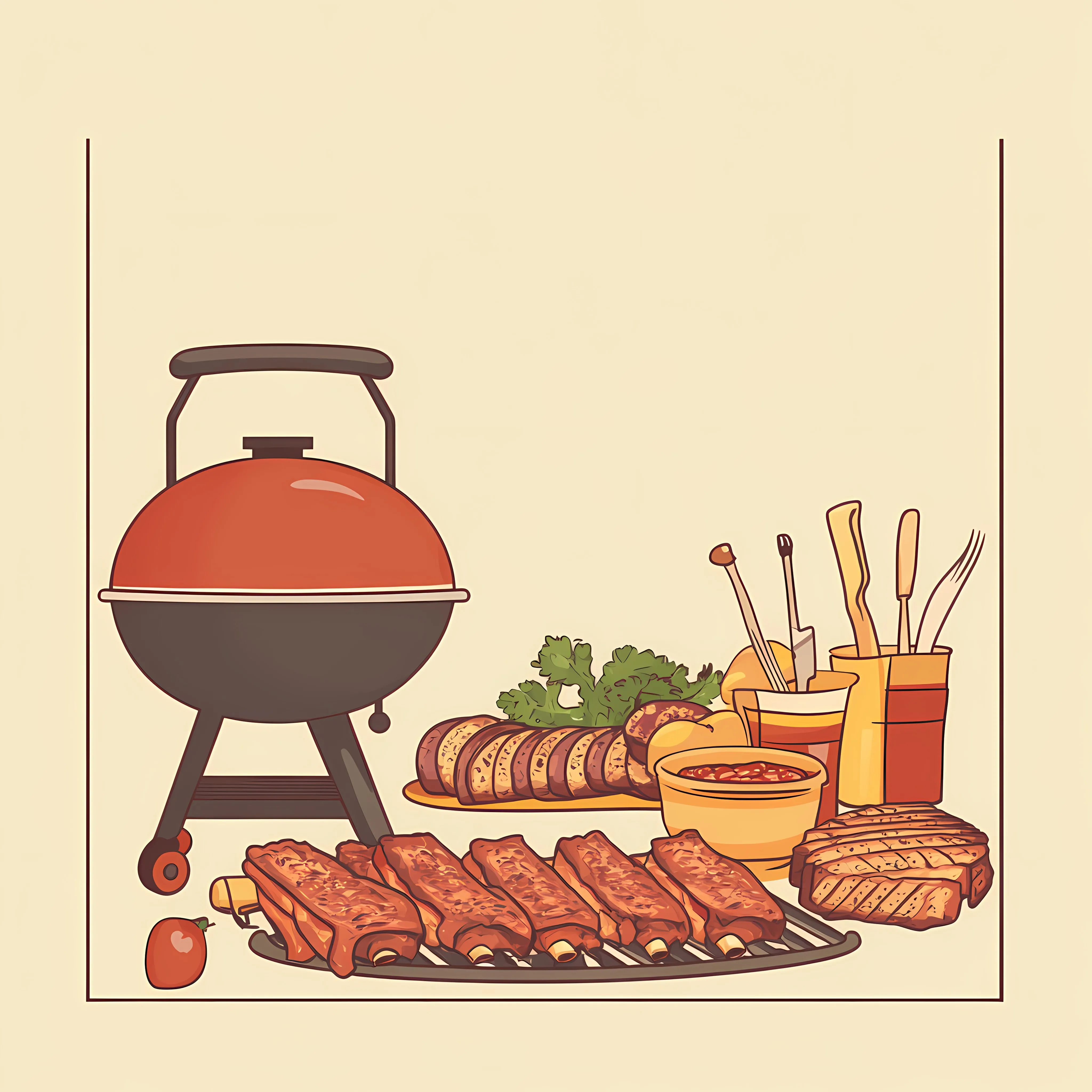 Barbecue Ribs and Grill Elements Vector Illustration — free download from Dotvec