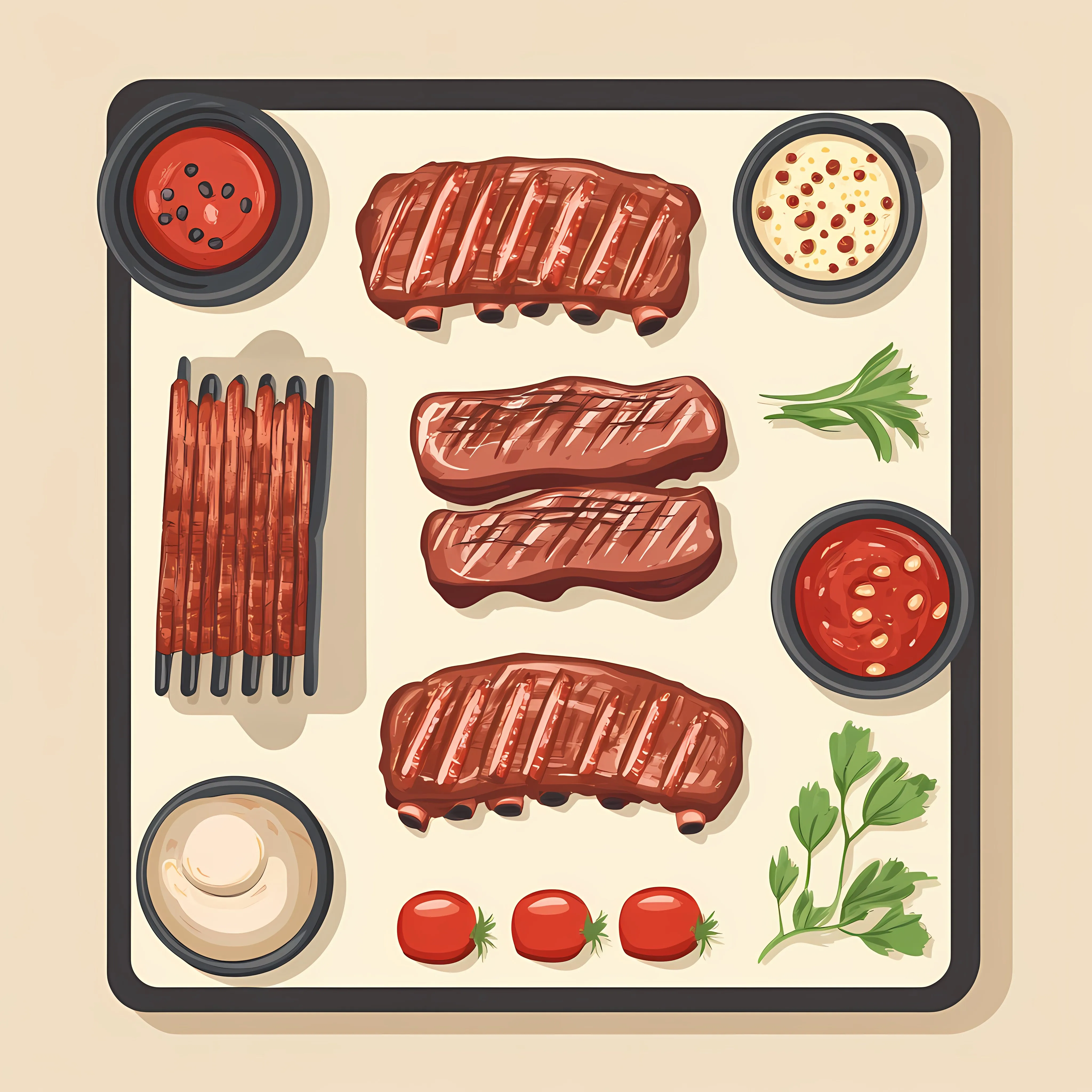Barbecue Ribs and Grill Elements Vector Art — free download from Dotvec