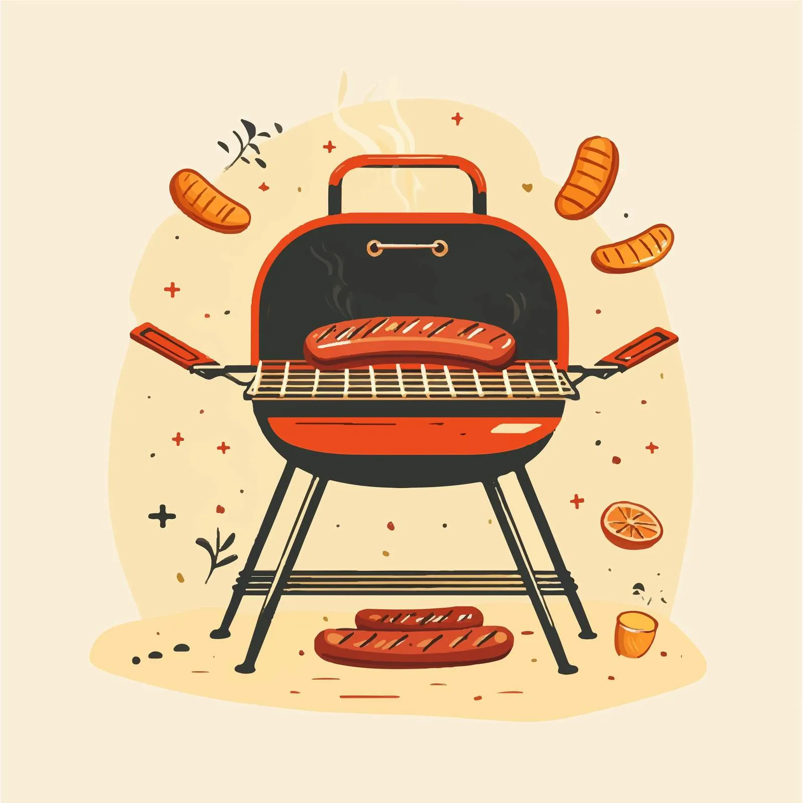 Barbecue Sausage and Grill Elements Vector — free download from Dotvec