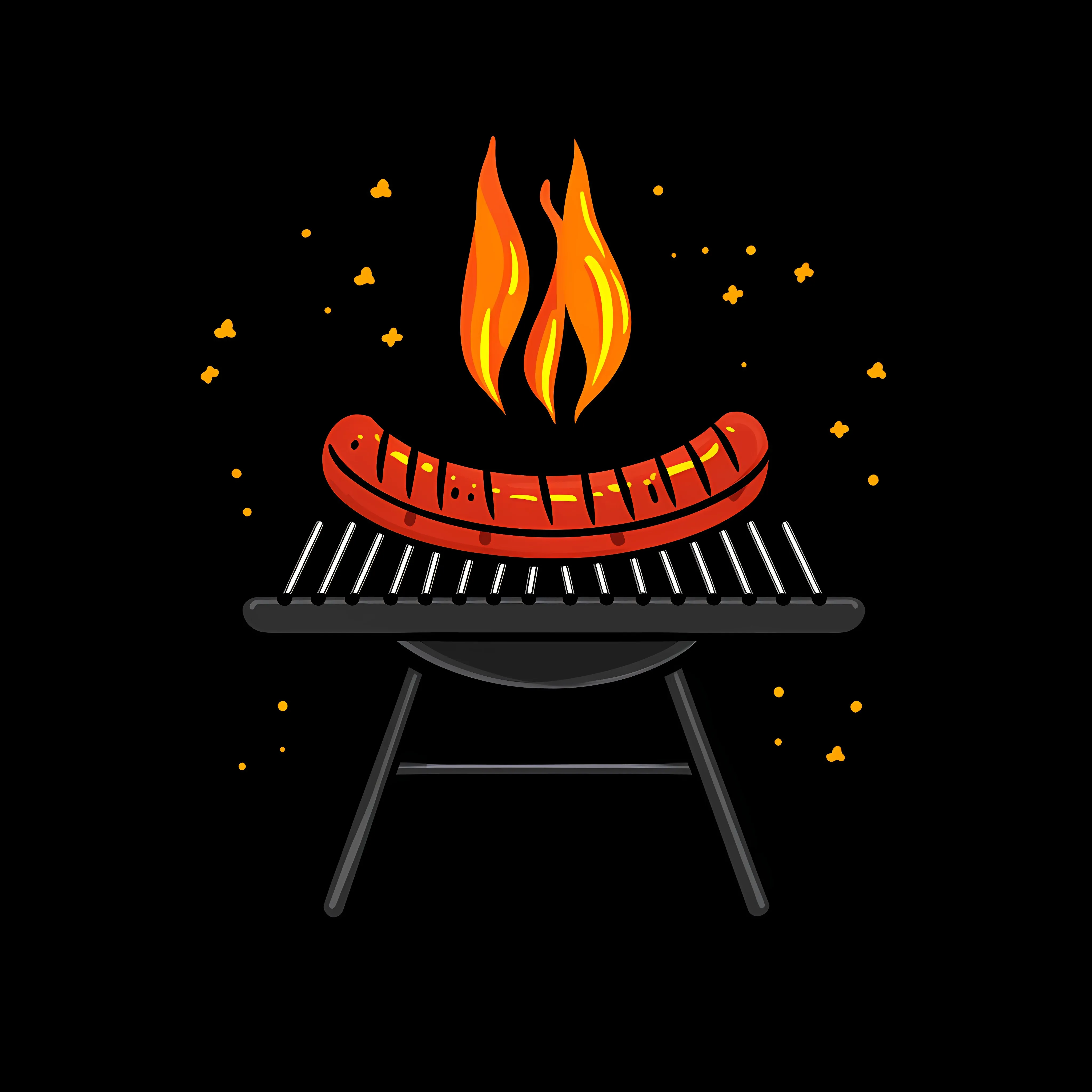Barbecue Sausage on Fork with Grill Elements — free download from Dotvec