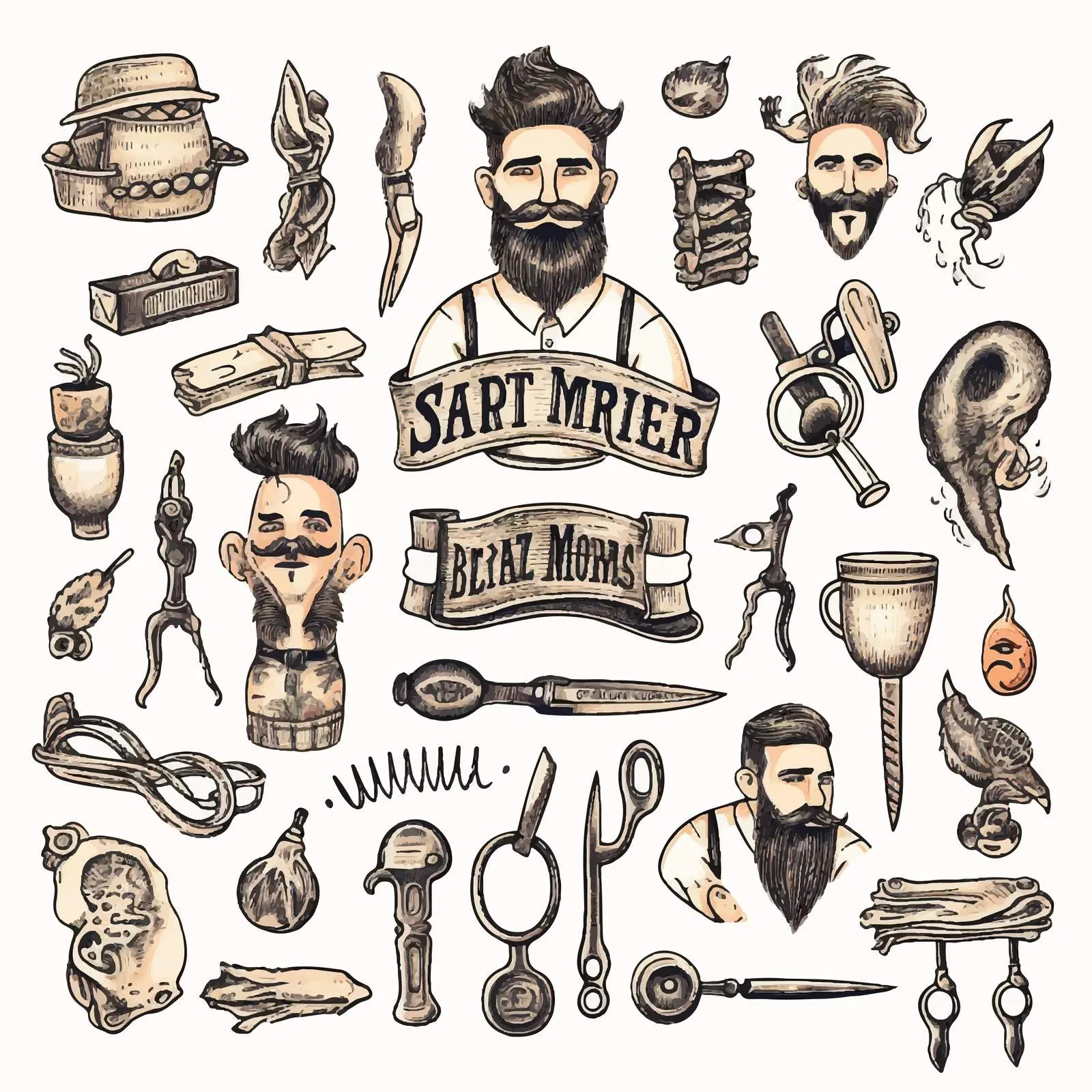 Handwritten Barber Shop Quotes with Tattoos — free download from Dotvec