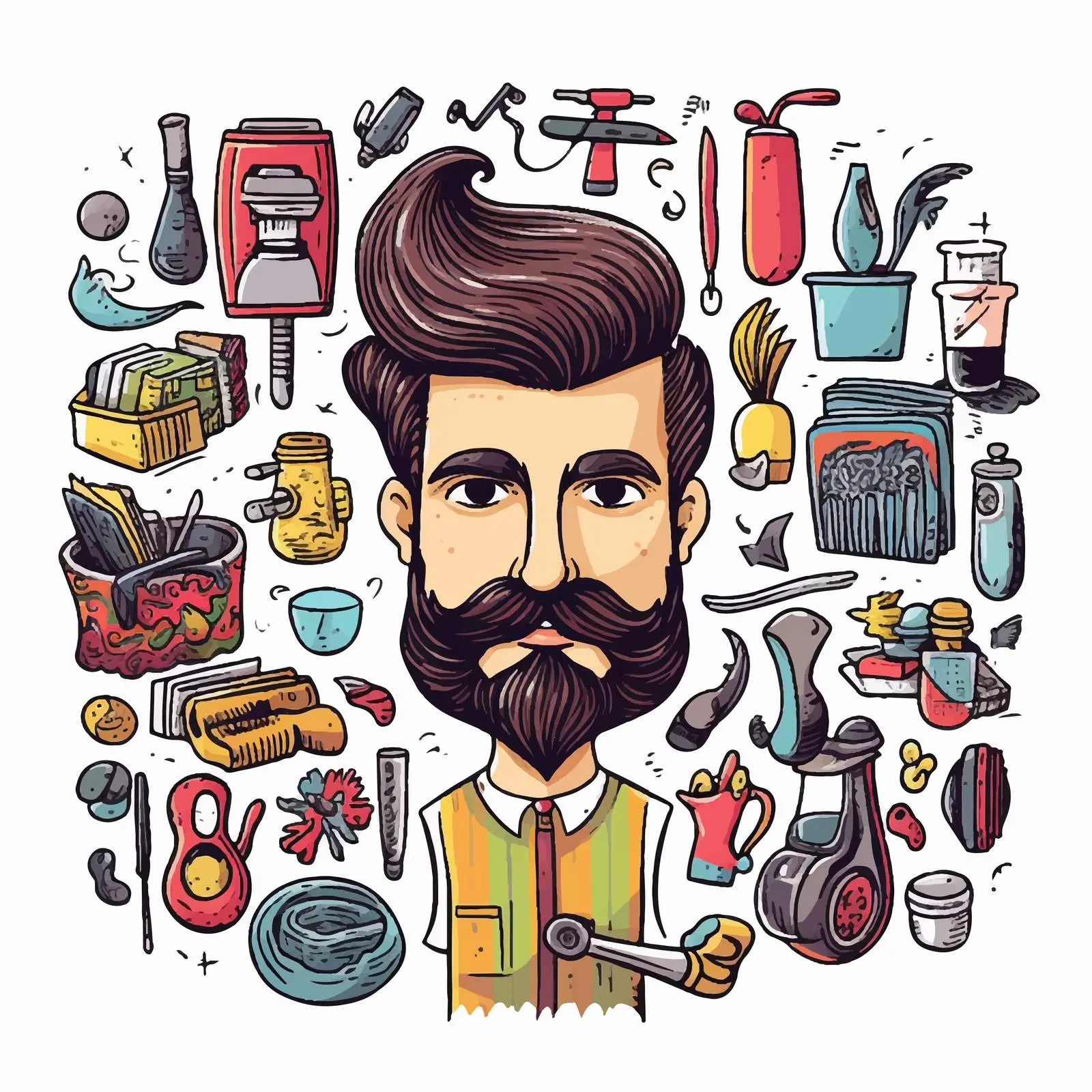Barber Shop Man with Mustache Vector Art – free hair fashion image from Dotvec
