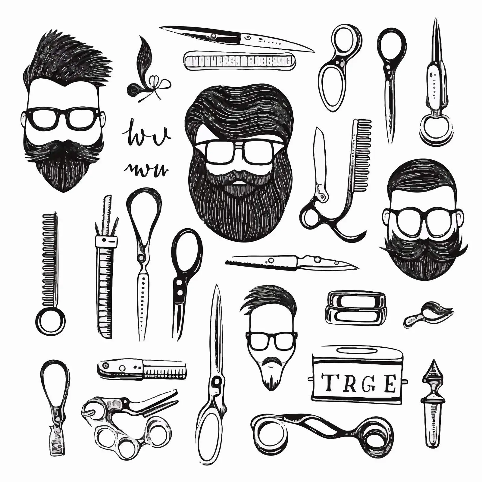 Handwritten Barber Quotes with Scissors Art — free download from Dotvec