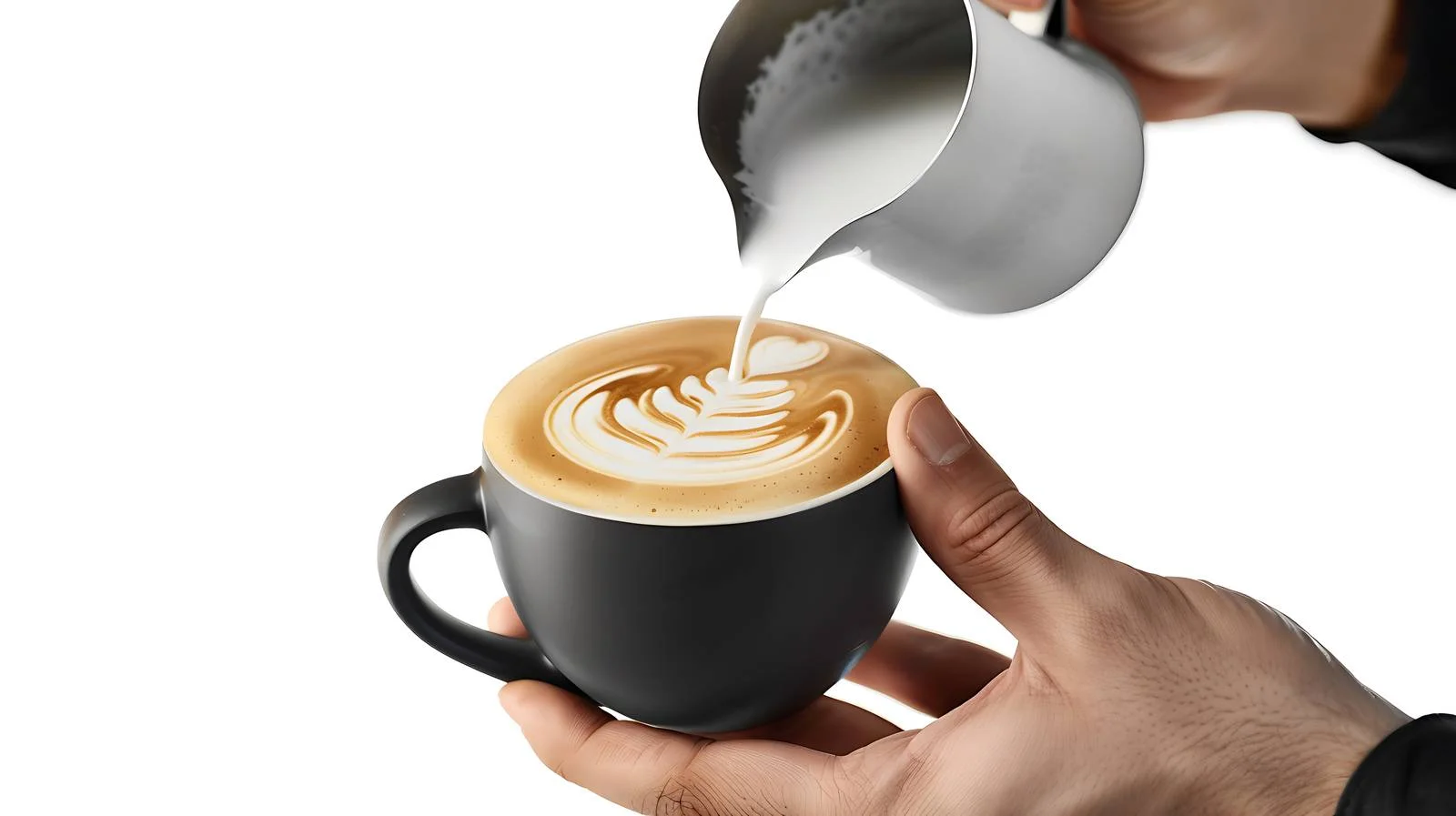Barista Pouring Milk for Cappuccino Preparation — free download from Dotvec