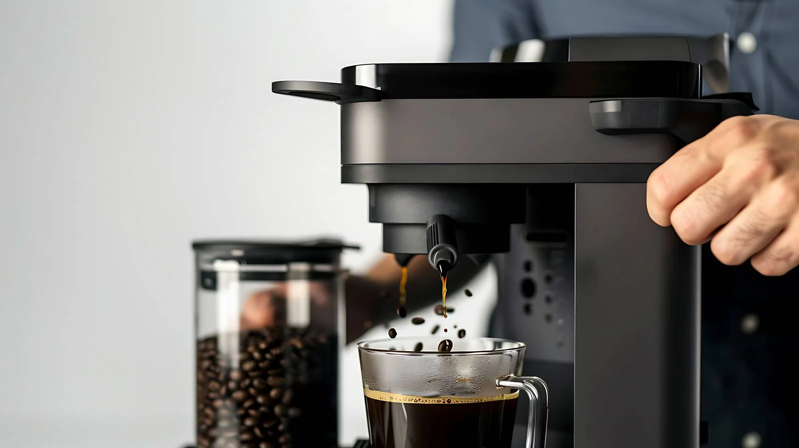 Barista Operates Coffee Machine with Bottomless Filter — free download from Dotvec