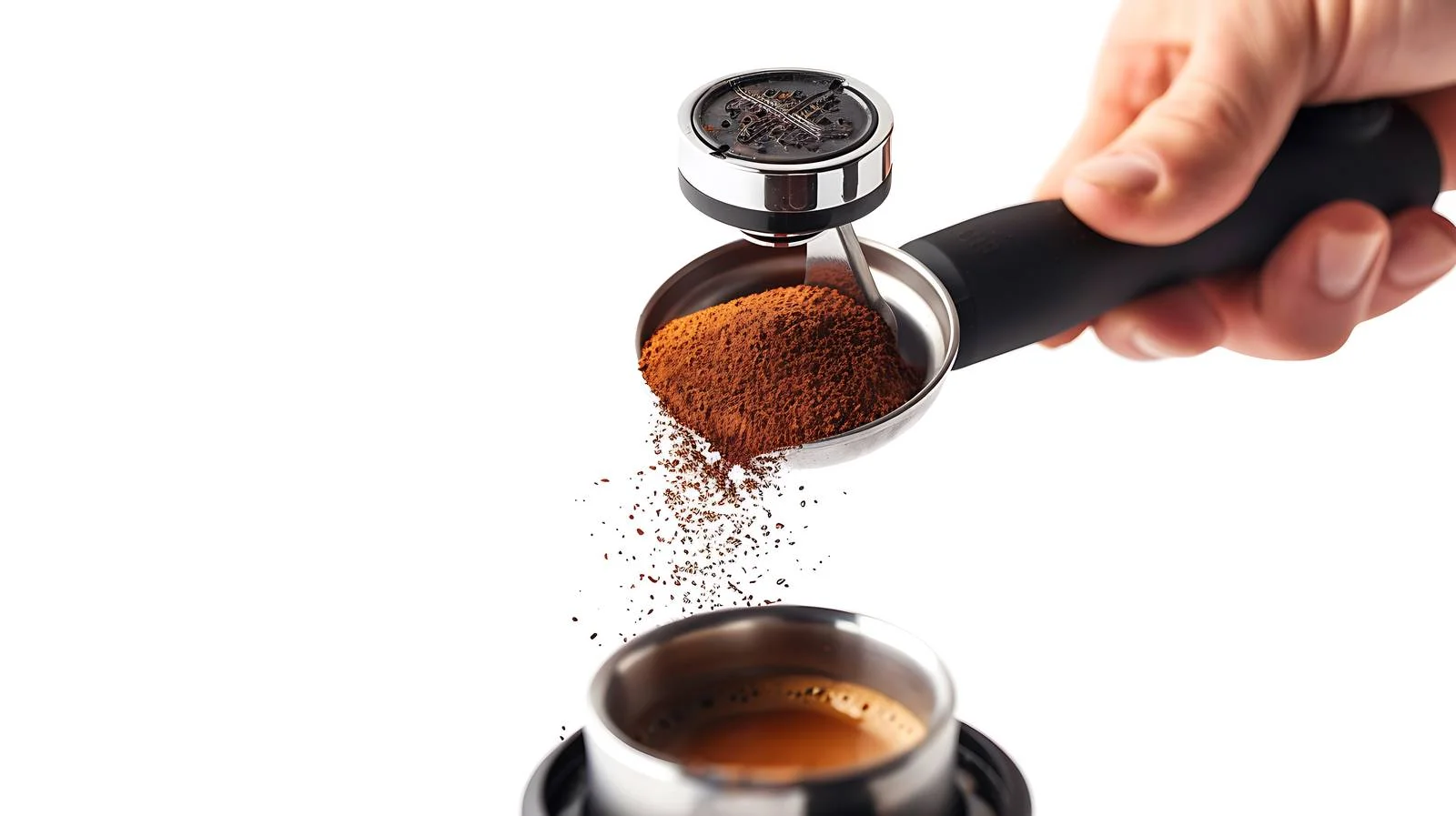 Barista Pressing Ground Coffee with Tamper — free download from Dotvec