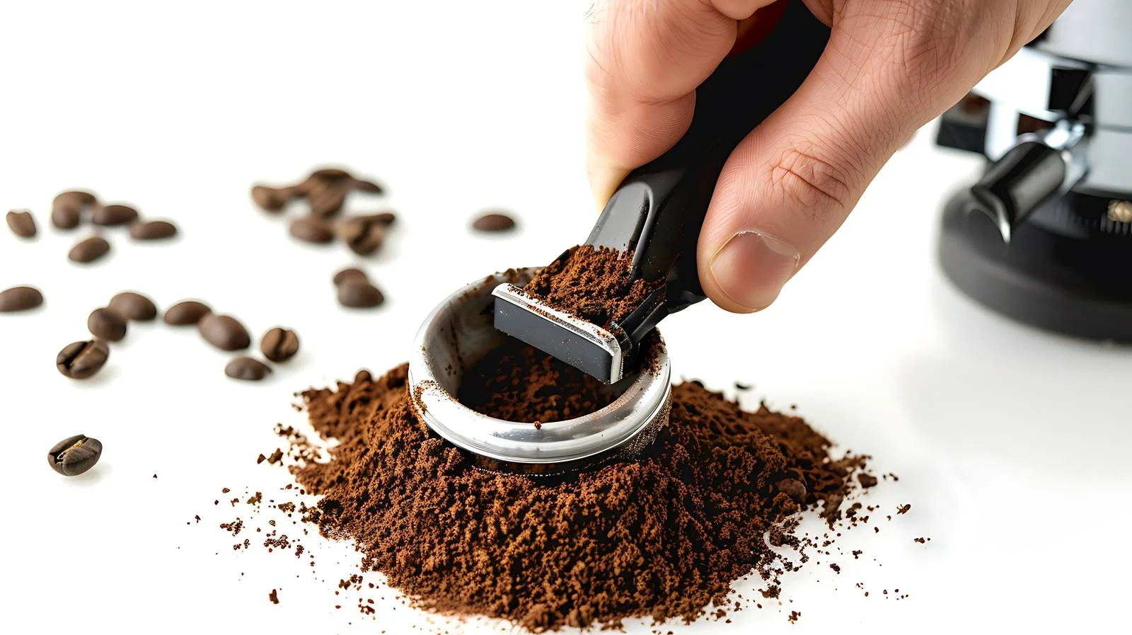 Barista Tamping Ground Coffee in Cafe — free download from Dotvec