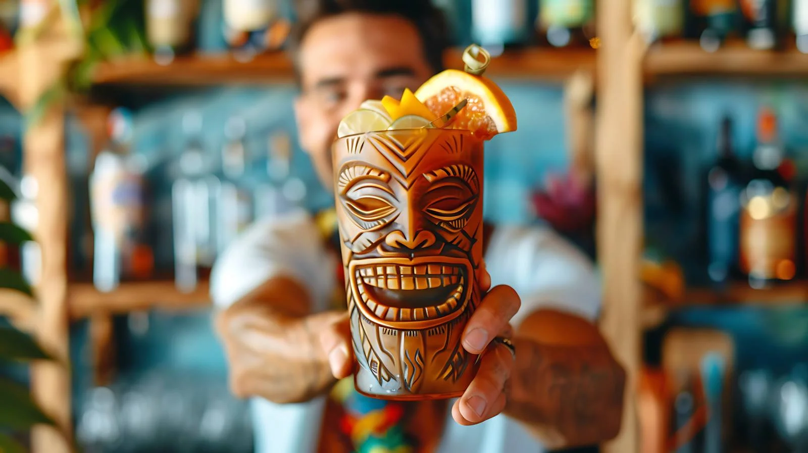 Tiki Cocktail Barman Serve Summer Party — free download from Dotvec