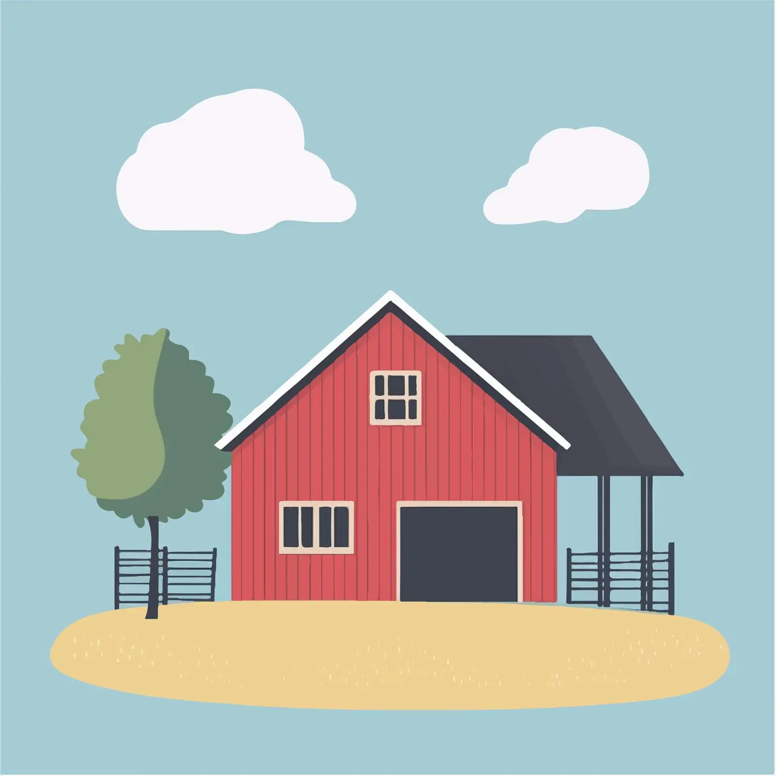 Framed Barn House Vector Illustration — free download from Dotvec