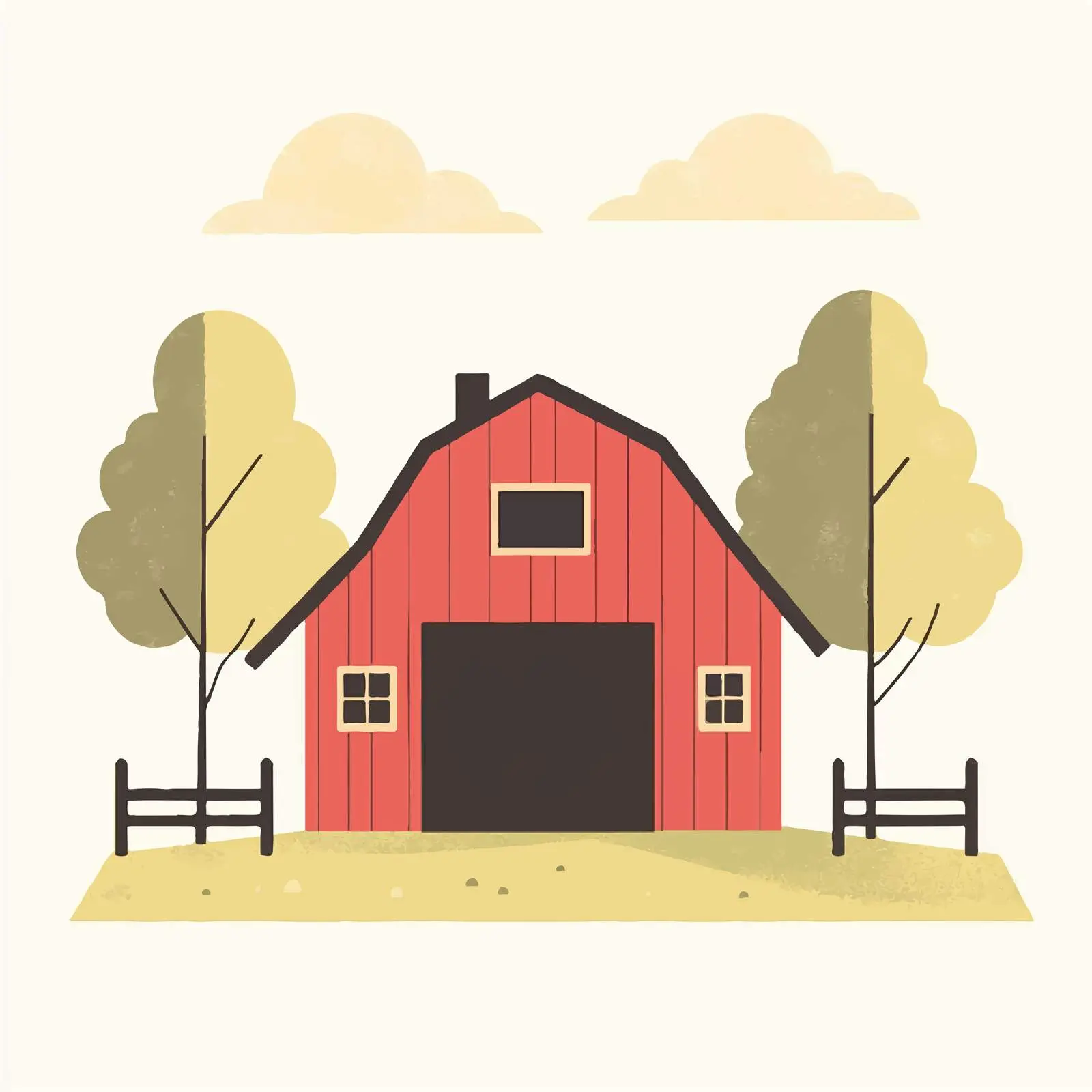 Flat Barn House Vector Illustration — free download from Dotvec
