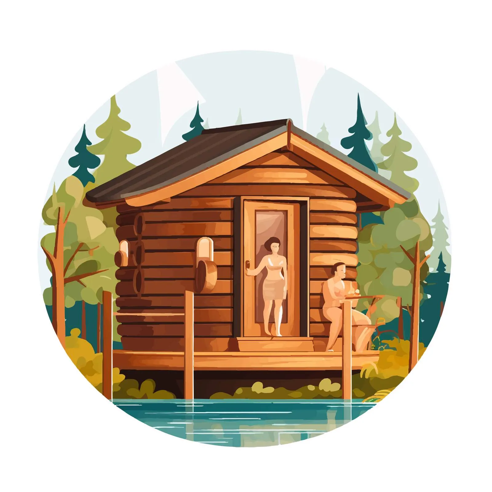 Couple Enjoying Barrel Sauna in Nature — free download from Dotvec