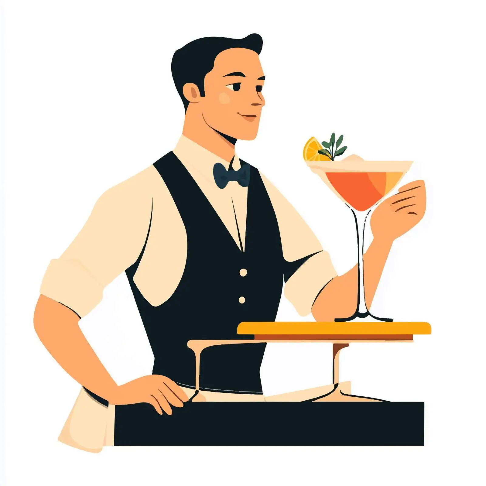 Bartender Serving Cocktail on Tray — free download from Dotvec