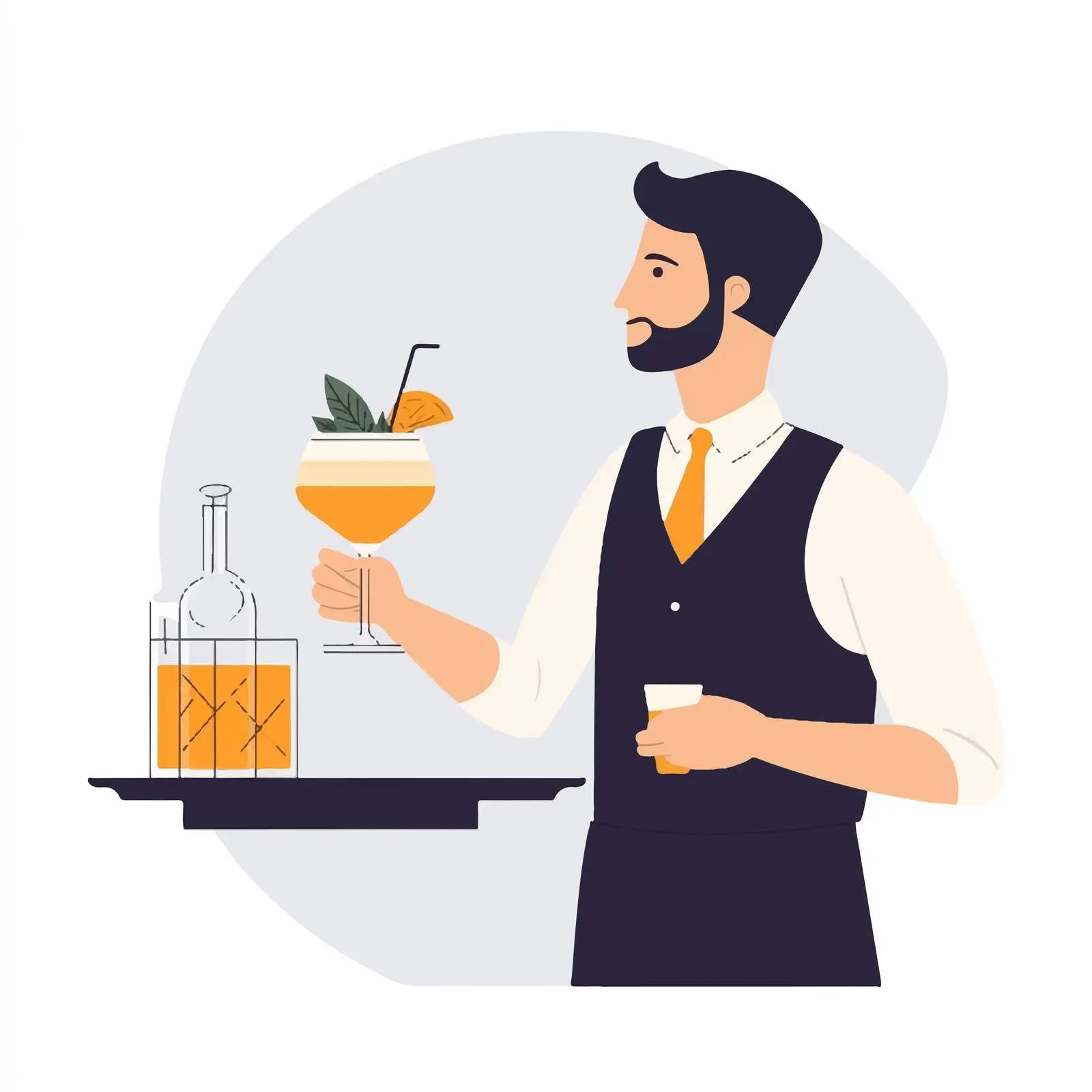 Bartender Serving Cocktail on Tray — free download from Dotvec