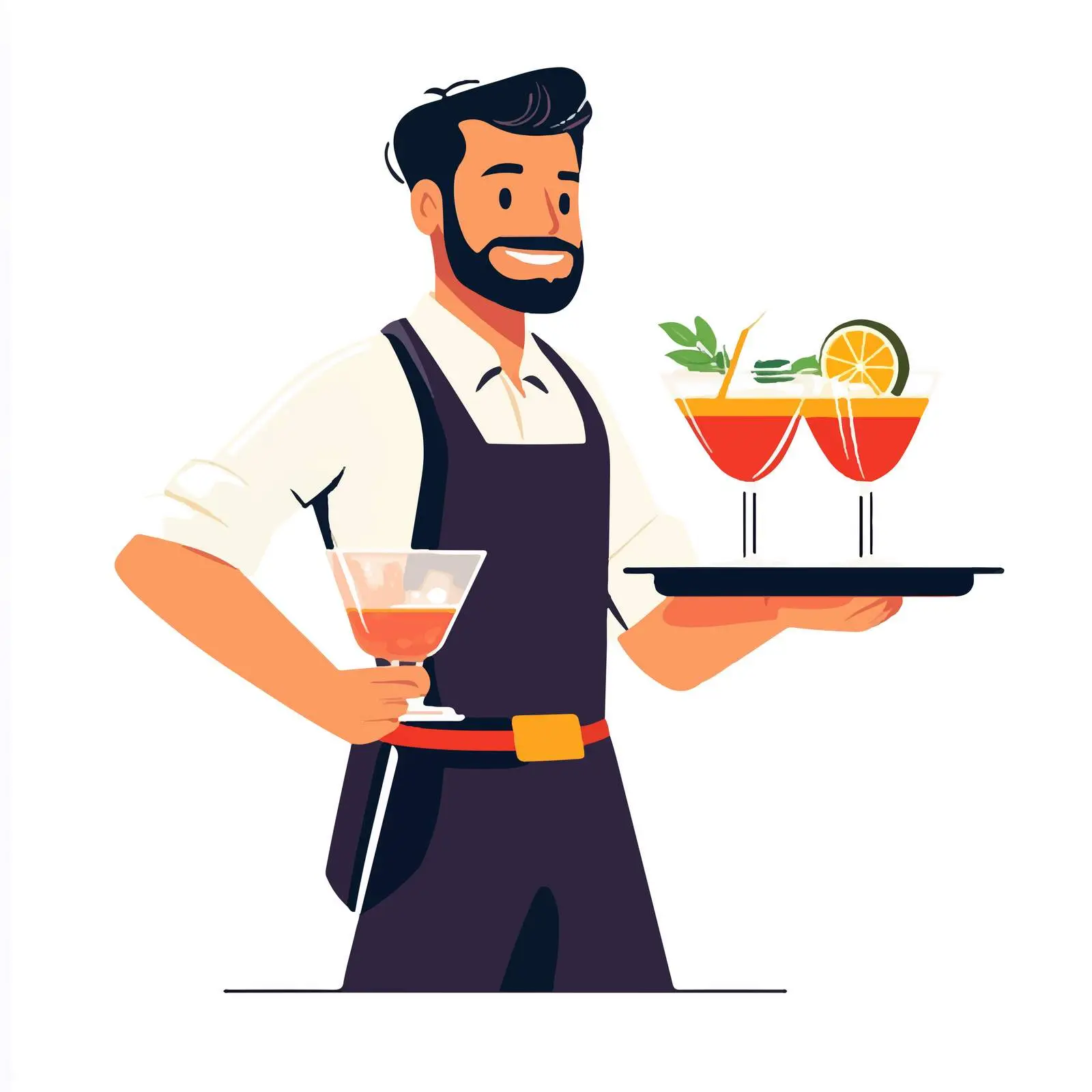 Bartender Serving Cocktail on Tray — free download from Dotvec