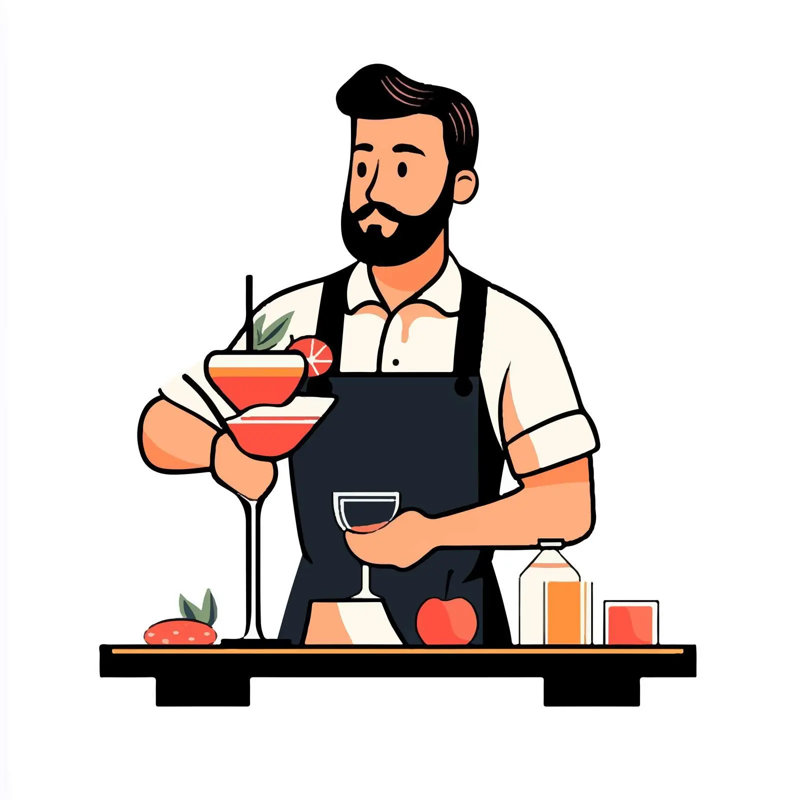 Bartender Serving Cocktail on Tray — free download from Dotvec
