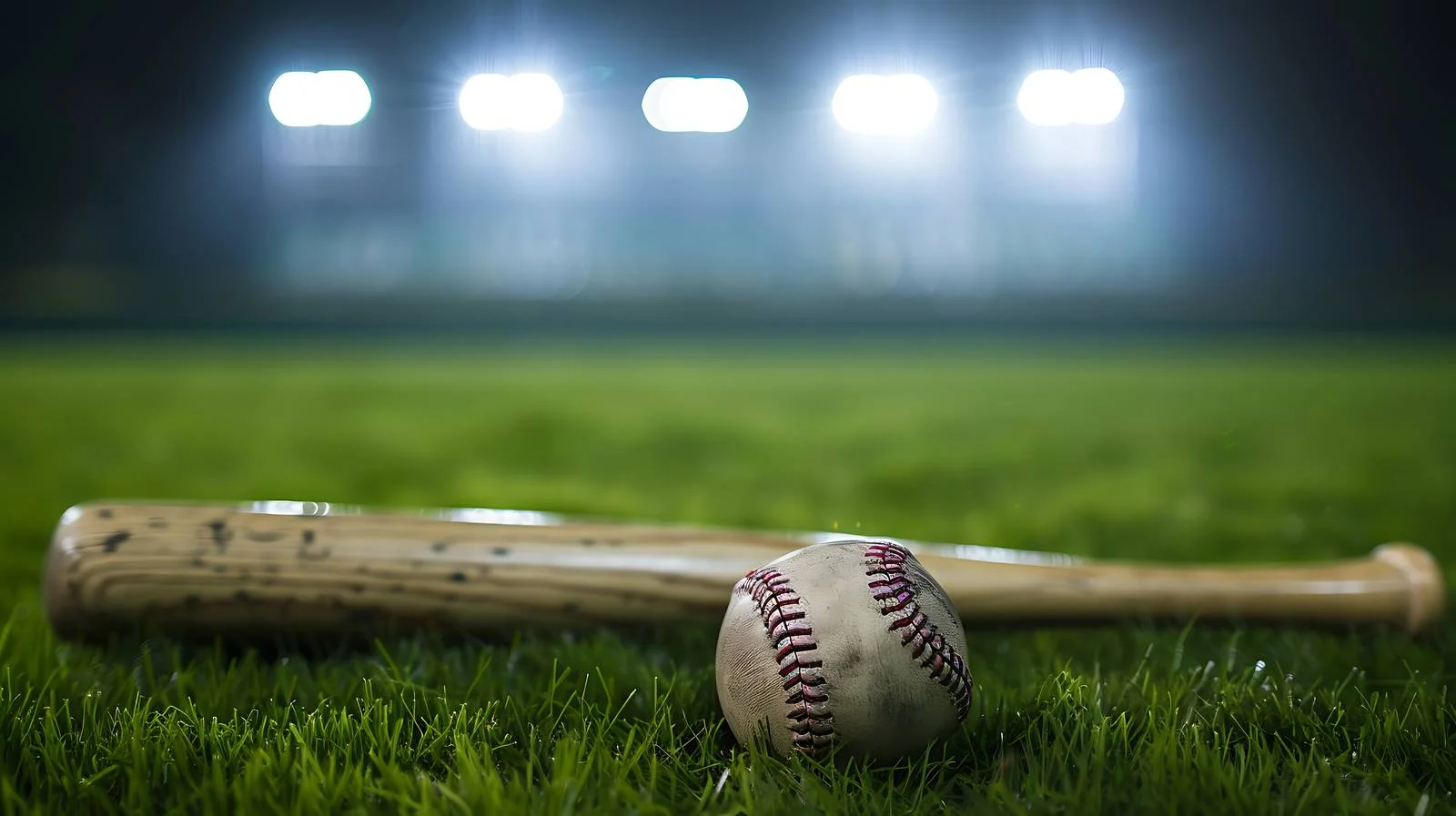 Nighttime baseball game under stadium floodlights — free download from Dotvec