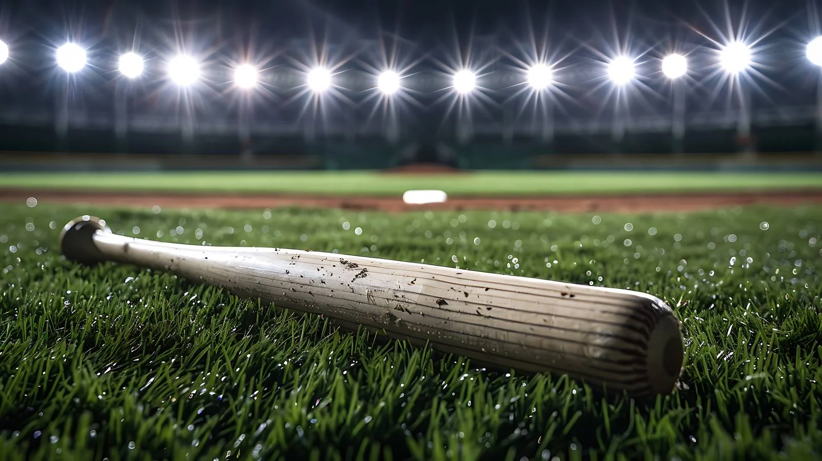 Night baseball game under bright stadium lights — free download from Dotvec