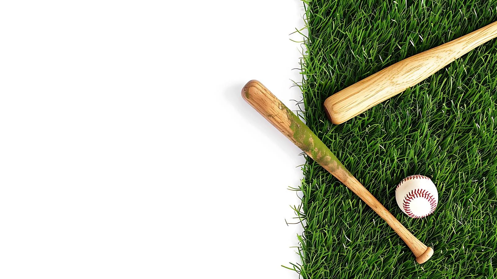 Vintage baseball glove and wooden bat on grass — free download from Dotvec