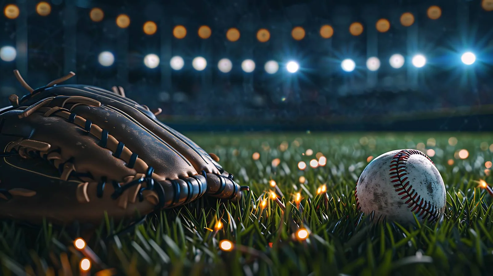 Baseball bat and glove on grass – free mound image from Dotvec