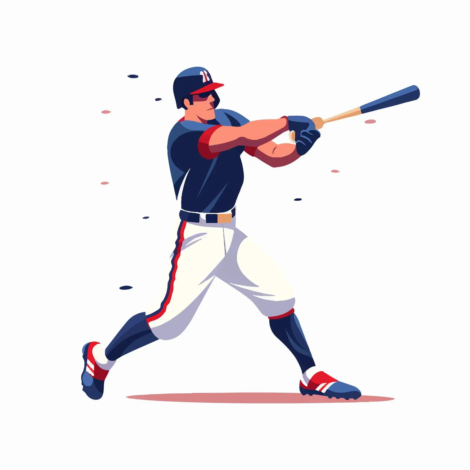Happy Baseball Batter Swinging with Bat — free download from Dotvec