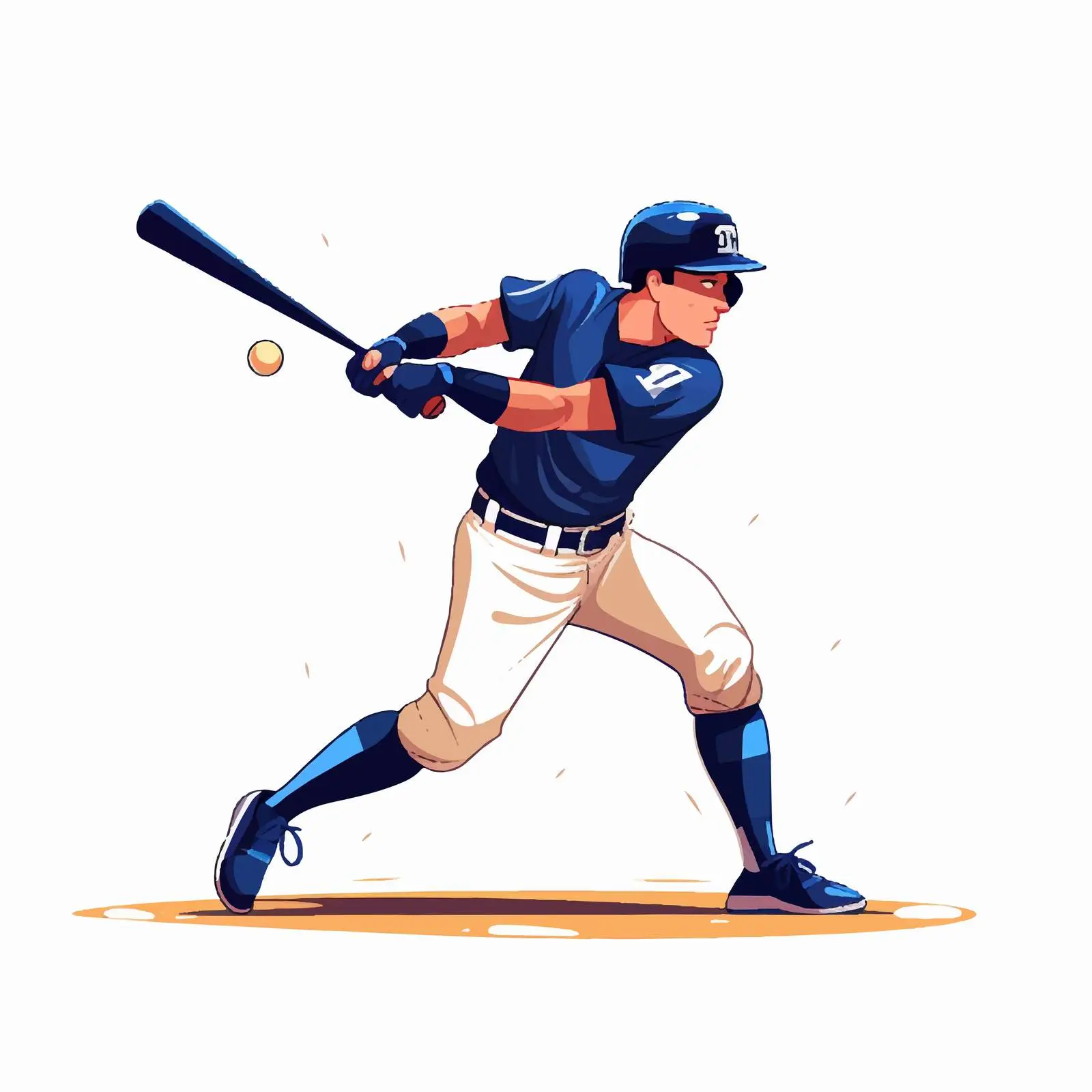 Happy Baseball Batter Swinging at Bat — free download from Dotvec