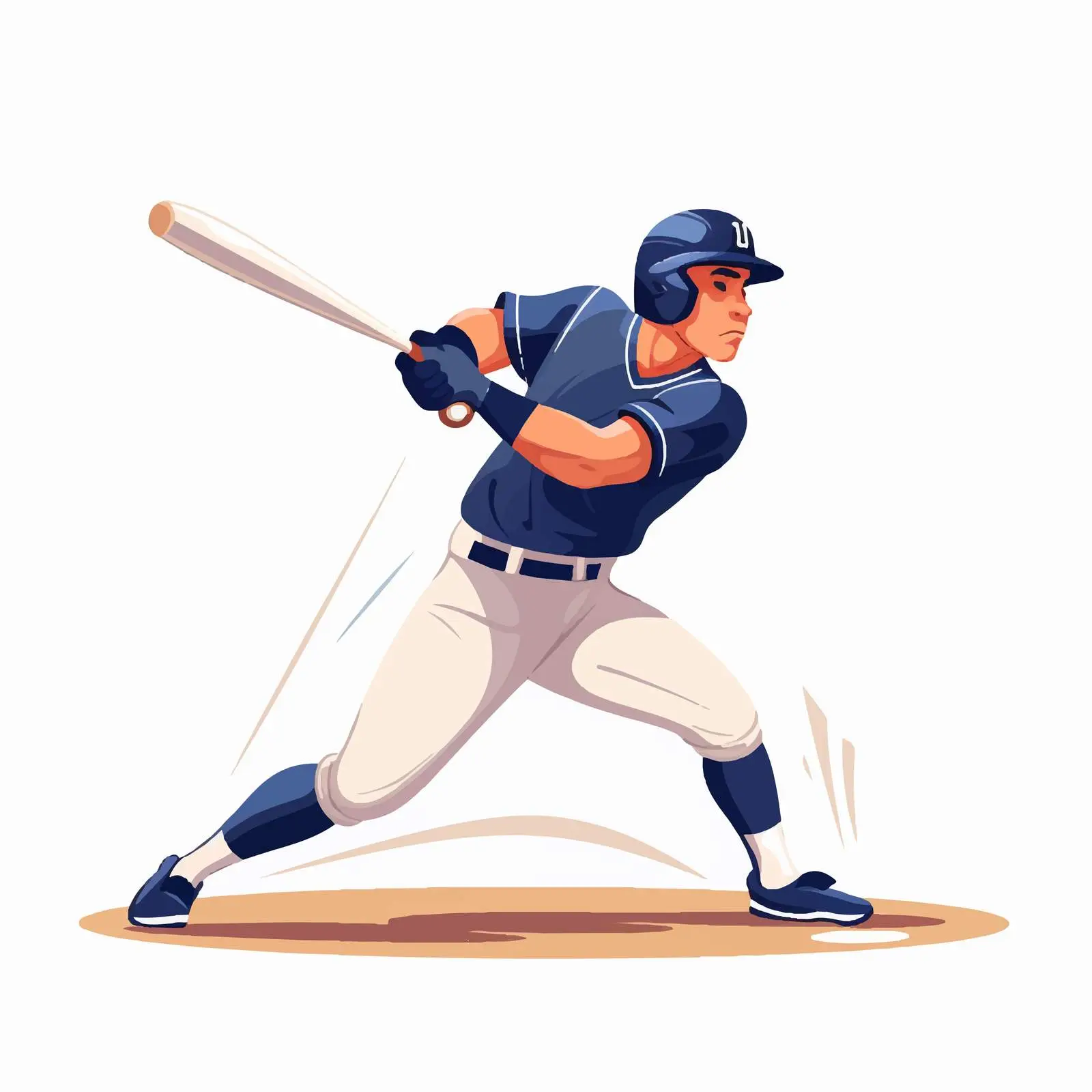 Happy Baseball Batter Swinging with Bat — free download from Dotvec