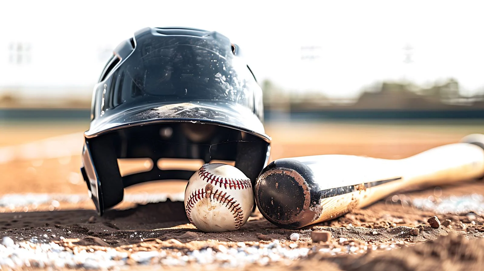 Baseball gear on field under sunlight — free download from Dotvec