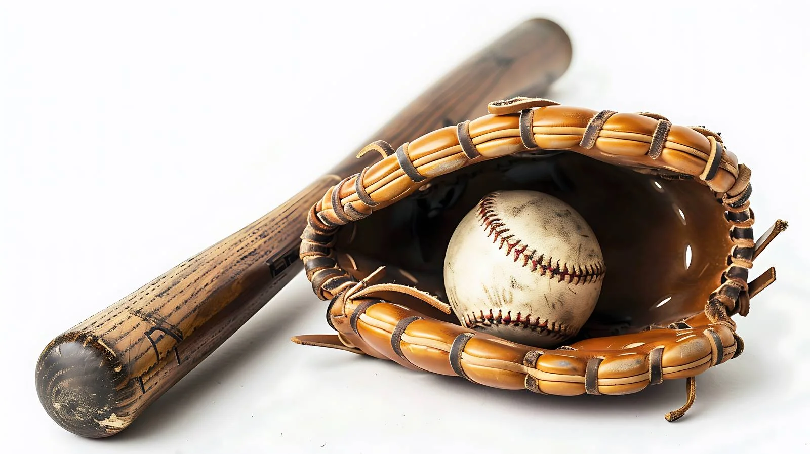 Baseball mitt catching brown bat from below — free download from Dotvec