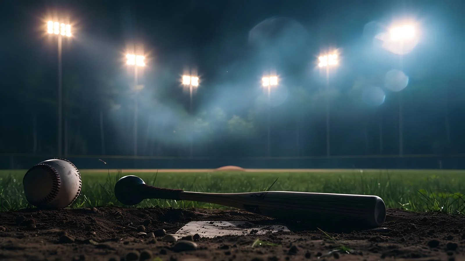 Nighttime Baseball Game Gear on Field — free download from Dotvec
