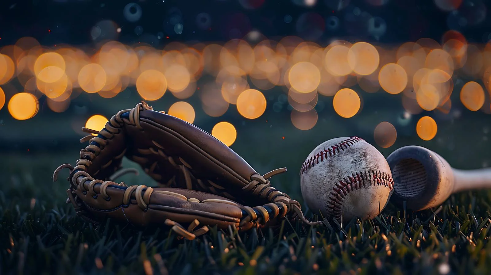 Nighttime baseball gear under stadium lights — free download from Dotvec
