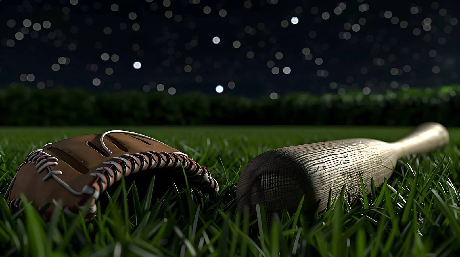 Nighttime Baseball Scene on Green Grass — free download from Dotvec
