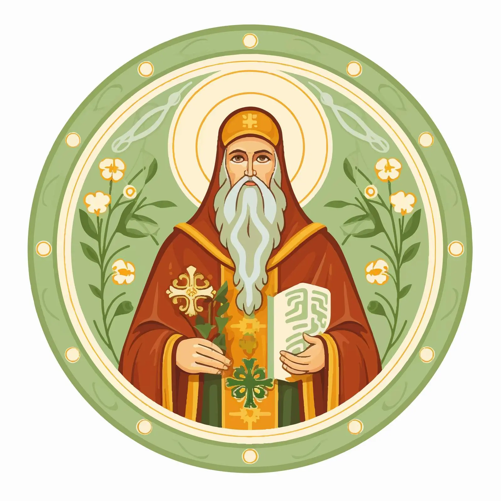 Byzantine Style Illustration of Basil of Ostrog – free iconography image from Dotvec