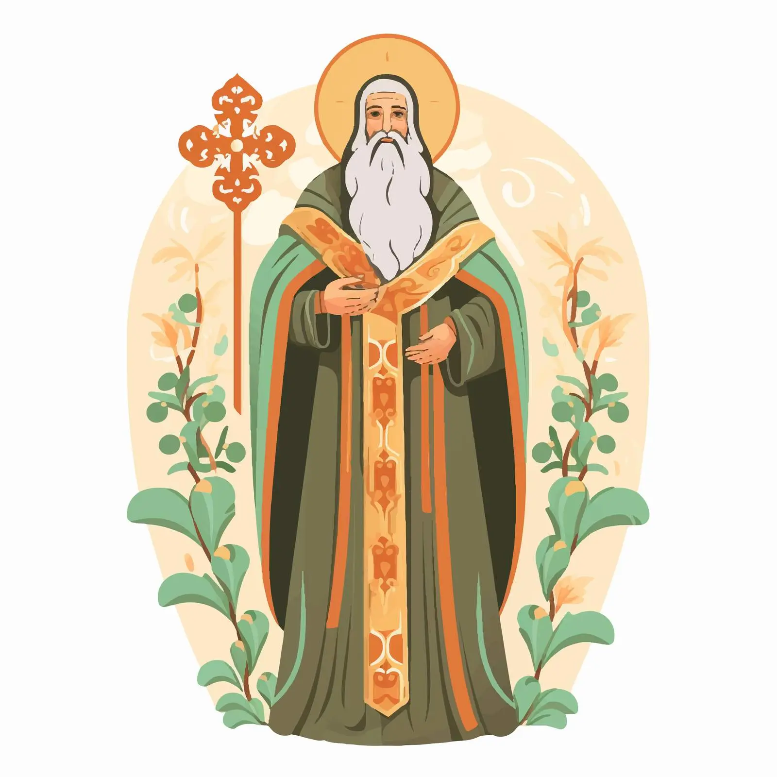 Byzantine Style Cartoon Illustration of Basil of Ostrog – free illustration design image from Dotvec