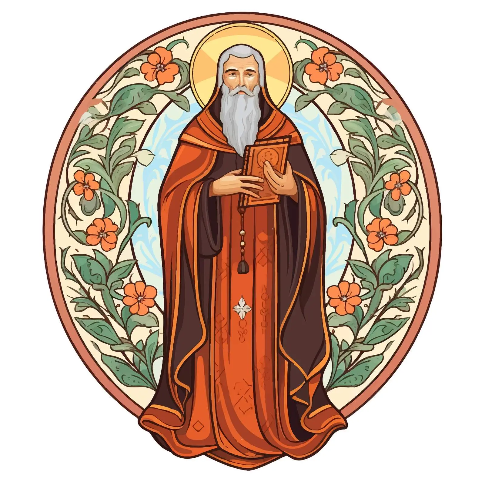 Basil of Ostrog Illustration by Stojan Jovanović – free sacred art image from Dotvec