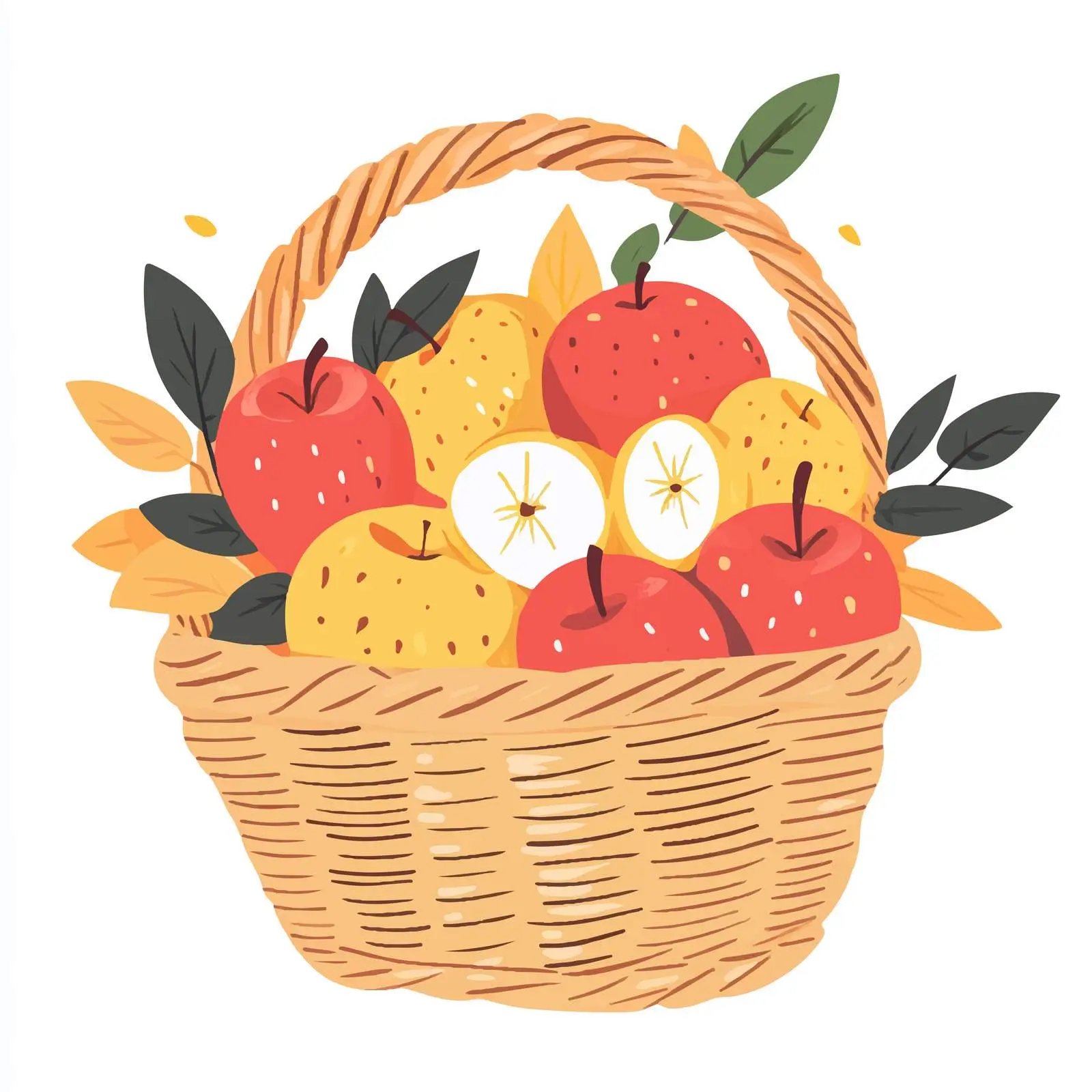 Autumn Harvest Basket of Apples — free download from Dotvec