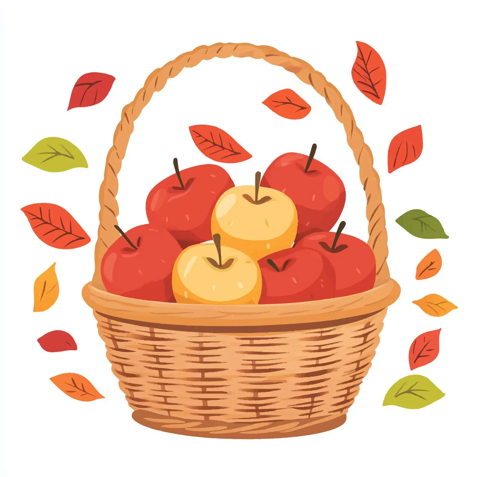 Fresh Apples in Autumn Harvest Basket — free download from Dotvec