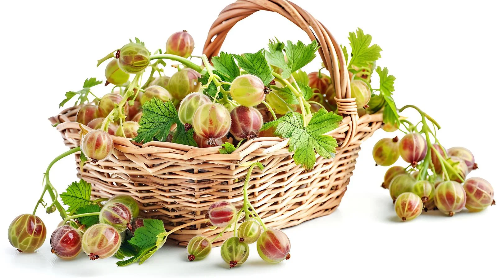 Fresh Gooseberries in White Basket Isolated — free download from Dotvec