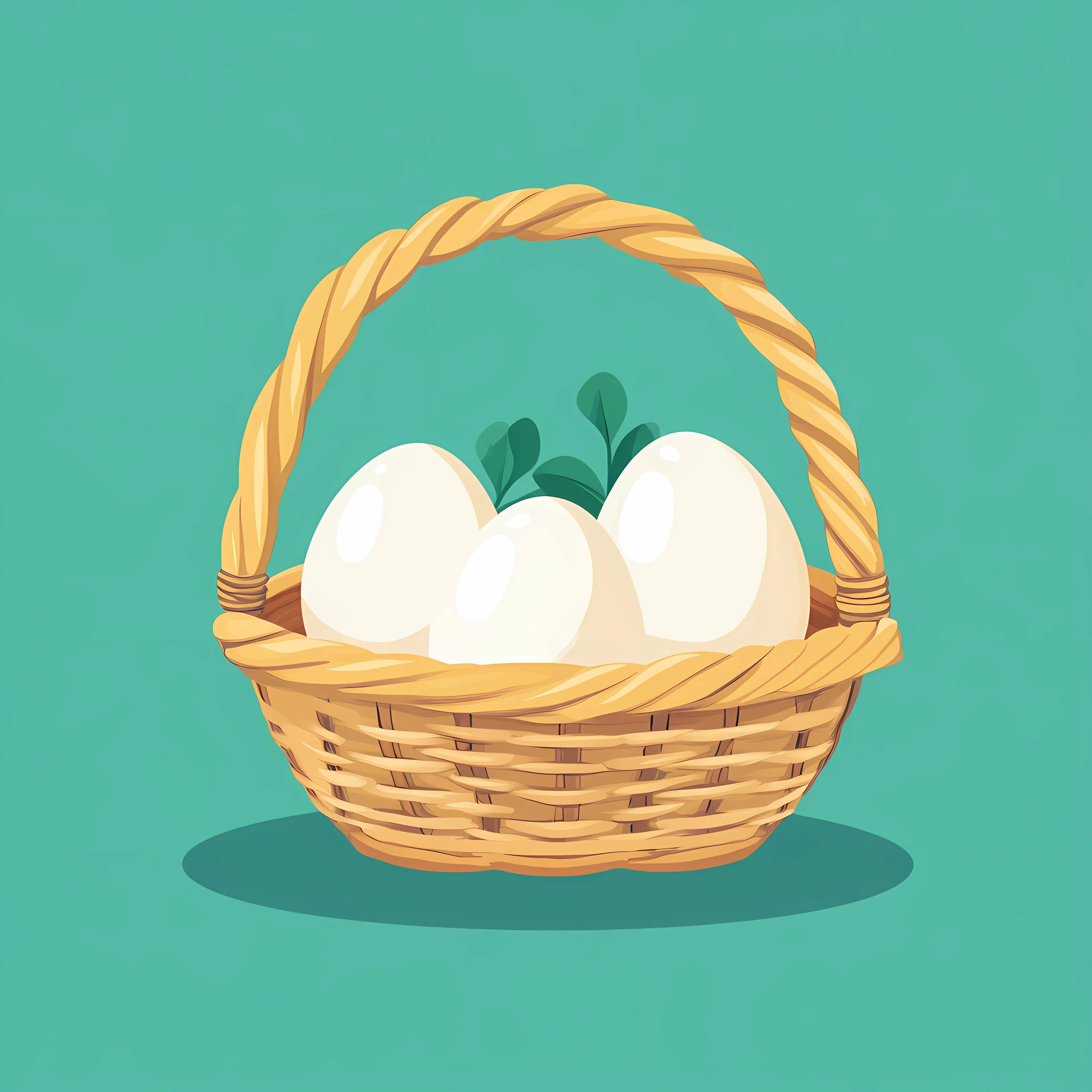 Flat Vector Illustration of Basket with Eggs — free download from Dotvec
