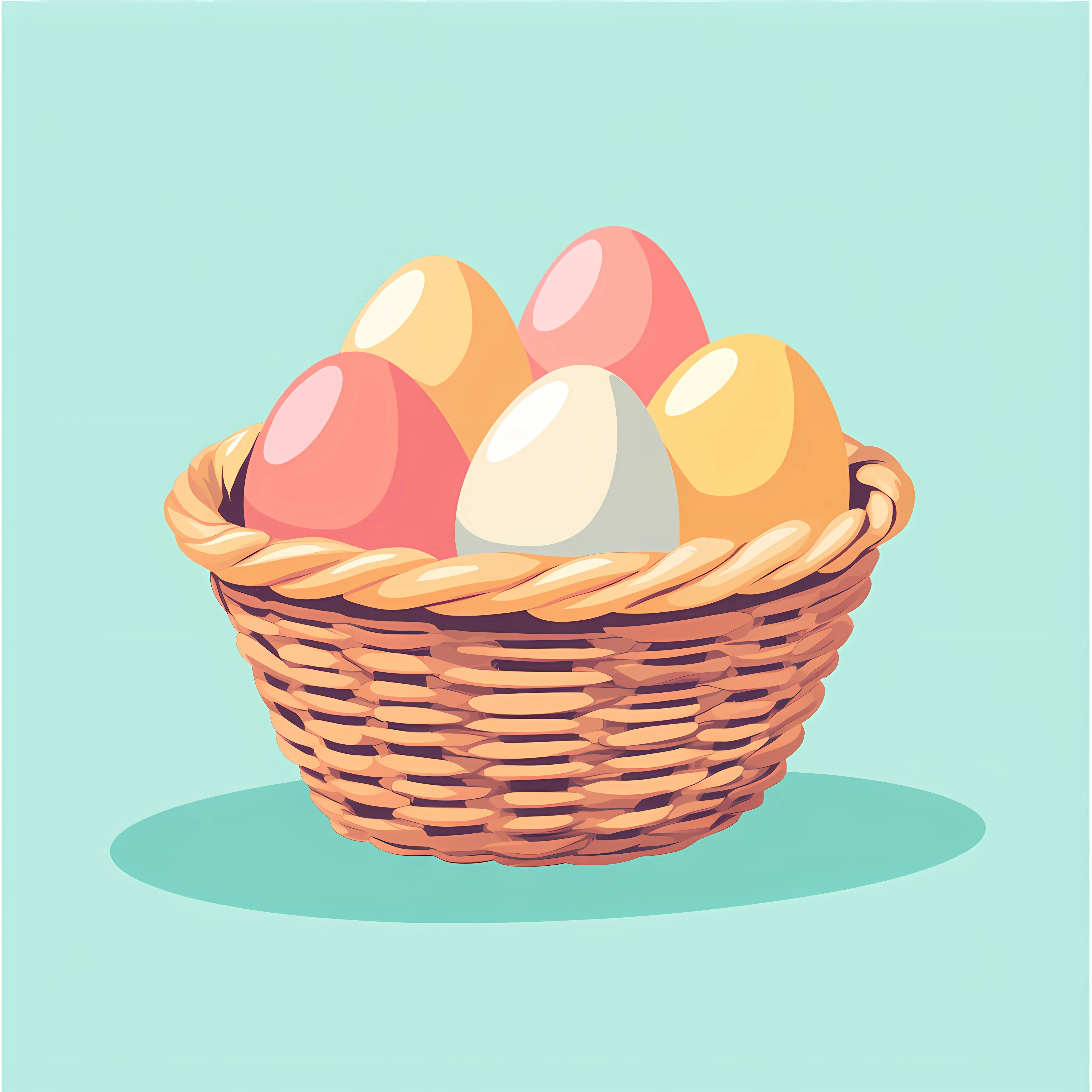 Basket with Eggs Flat Vector Illustration — free download from Dotvec