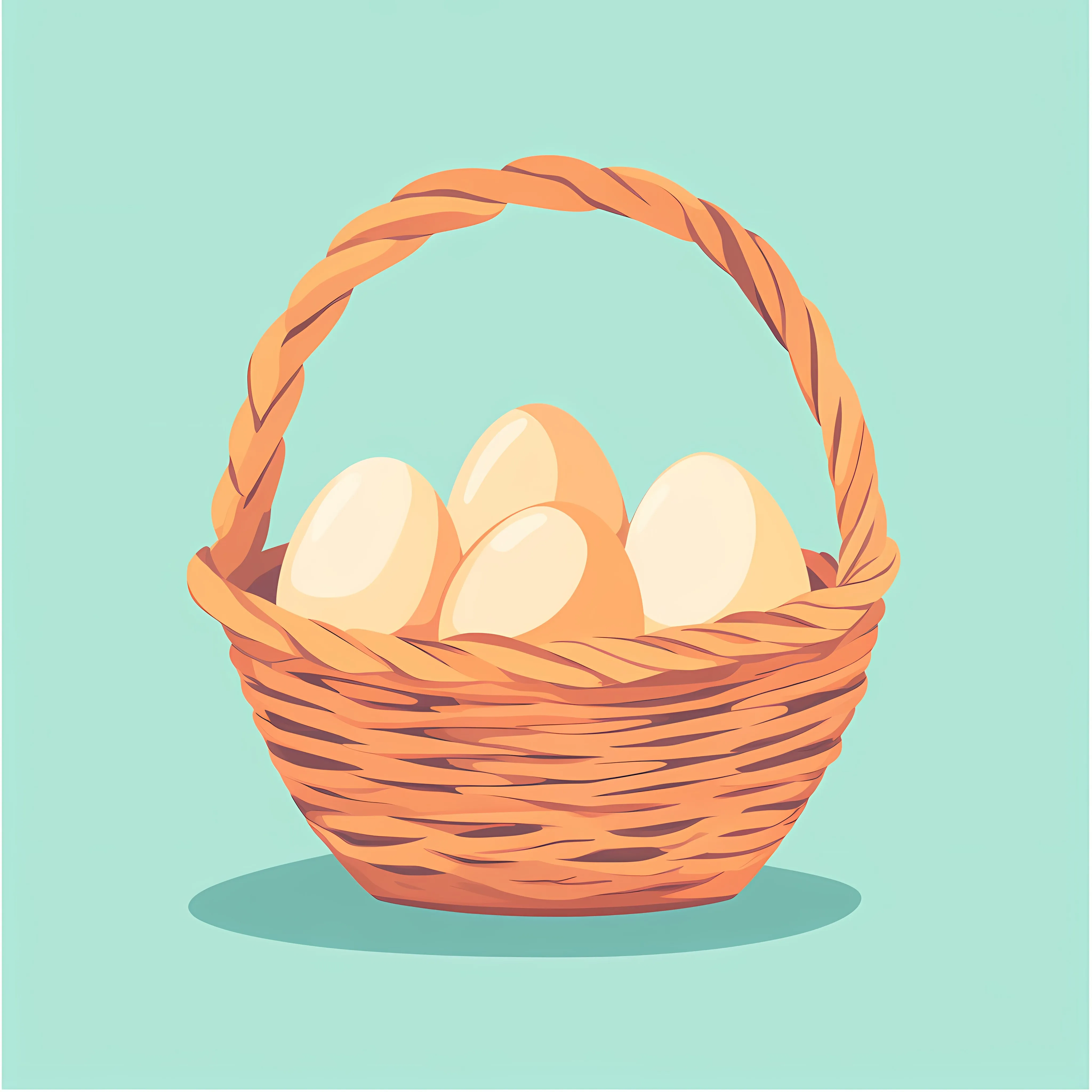 Flat Vector Illustration of Basket with Eggs — free download from Dotvec
