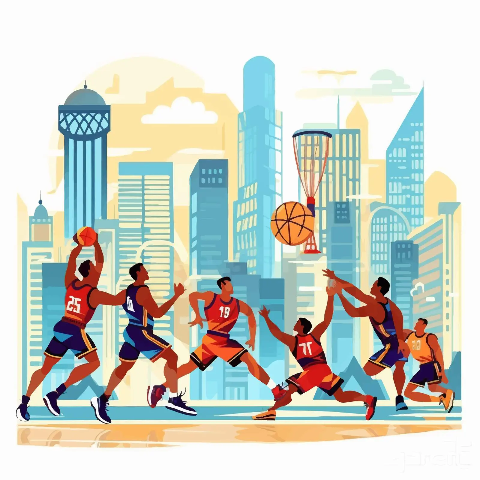 Cartoon Basketball Game Vector Illustration — free download from Dotvec