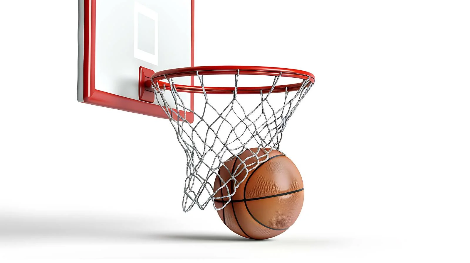 Basketball on Rim with White Net Isolated — free download from Dotvec